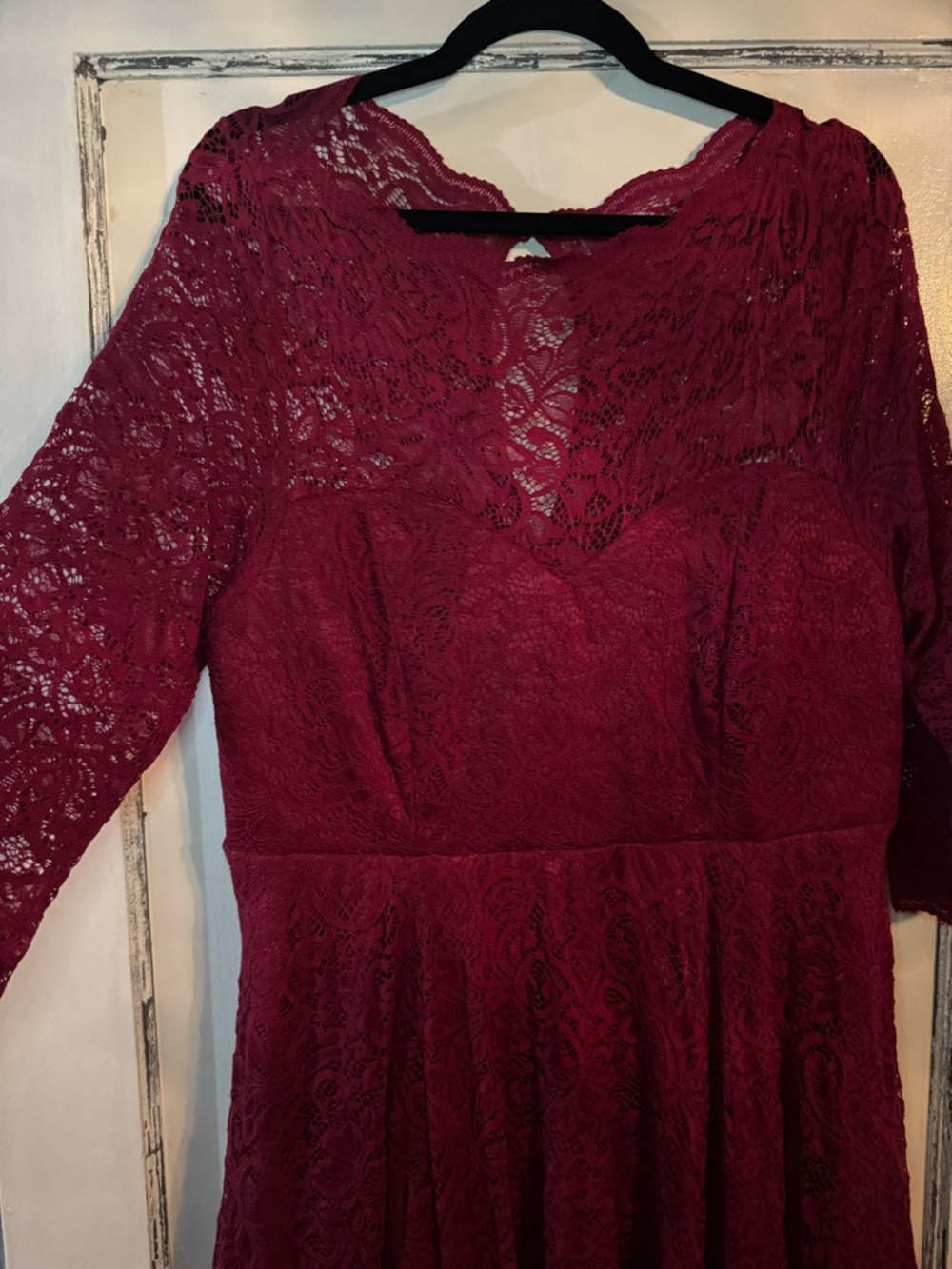 torrid Wine Lace V-Neck Long Sleeve Dress